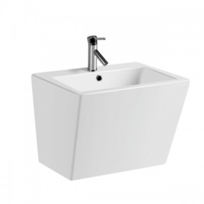 High Grade Wall hung sink ceramic Square basin Bathroom hanging one piece Washbasin